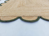 Hand Weaving Village  Decorative scalloped jute rug