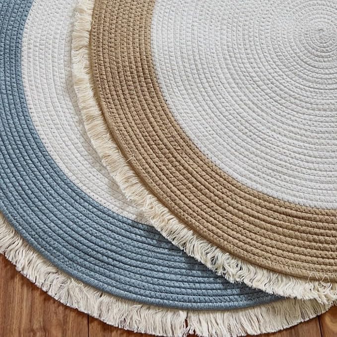 Hand Woven Round Area Rugs Living Room Bedroom Study Computer Chair
