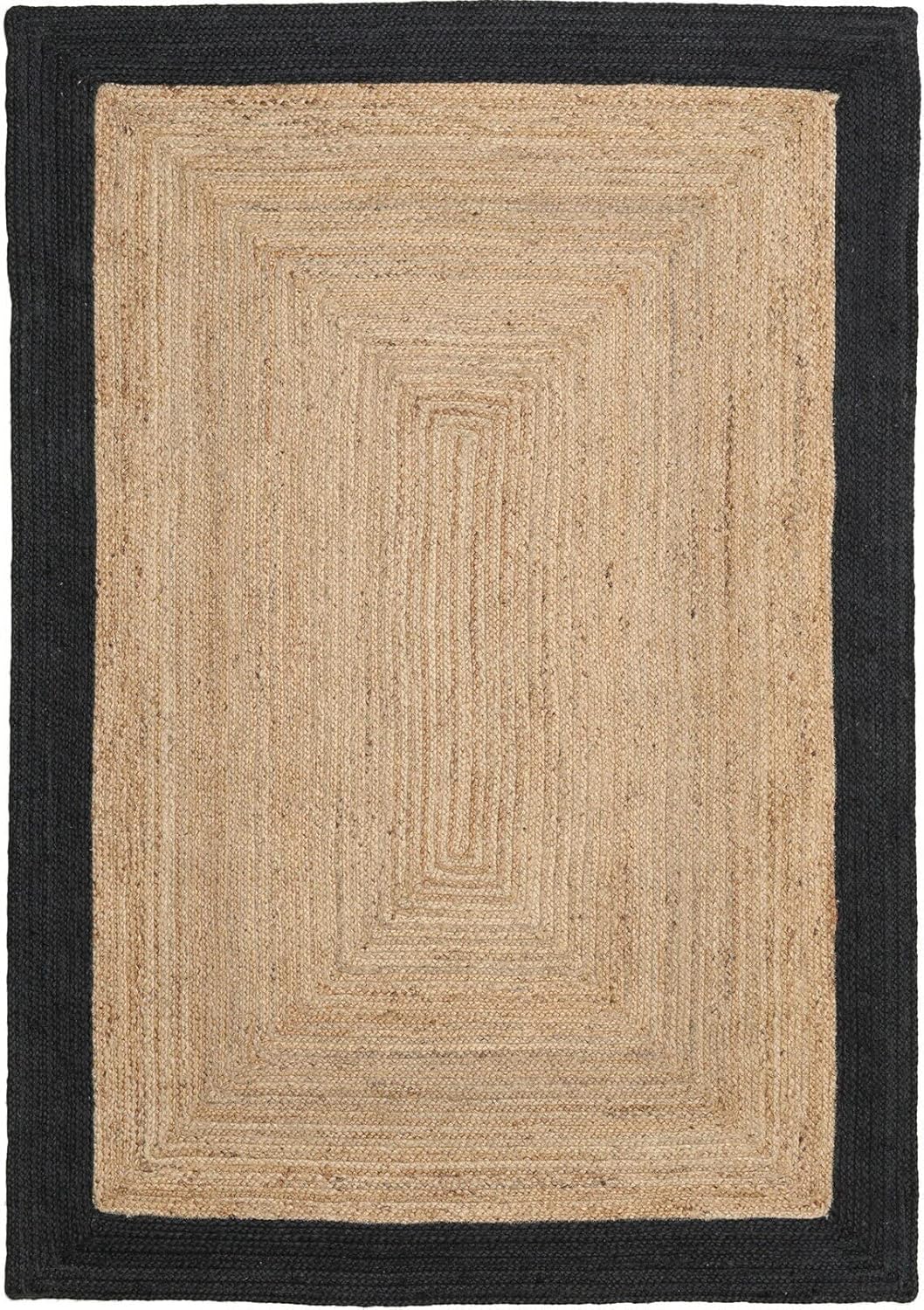 Black Border Bohemian Jute Rug Home Decor