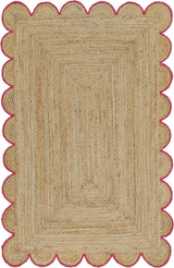 Hand Weaving Village  Decorative scalloped jute rug