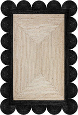 Hand Braided  Indoor Outdoor Soft scalloped jute rug