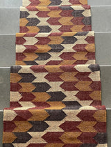 Printed Multicolor Hand Woven Kilim Stair Runner Rug, Decorative Stair Runners