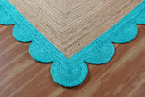 Hand Braided  Indoor Outdoor Soft scalloped jute rug