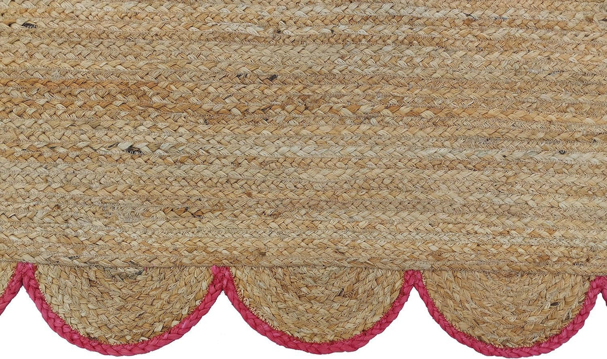 Hand Weaving Village  Decorative scalloped jute rug