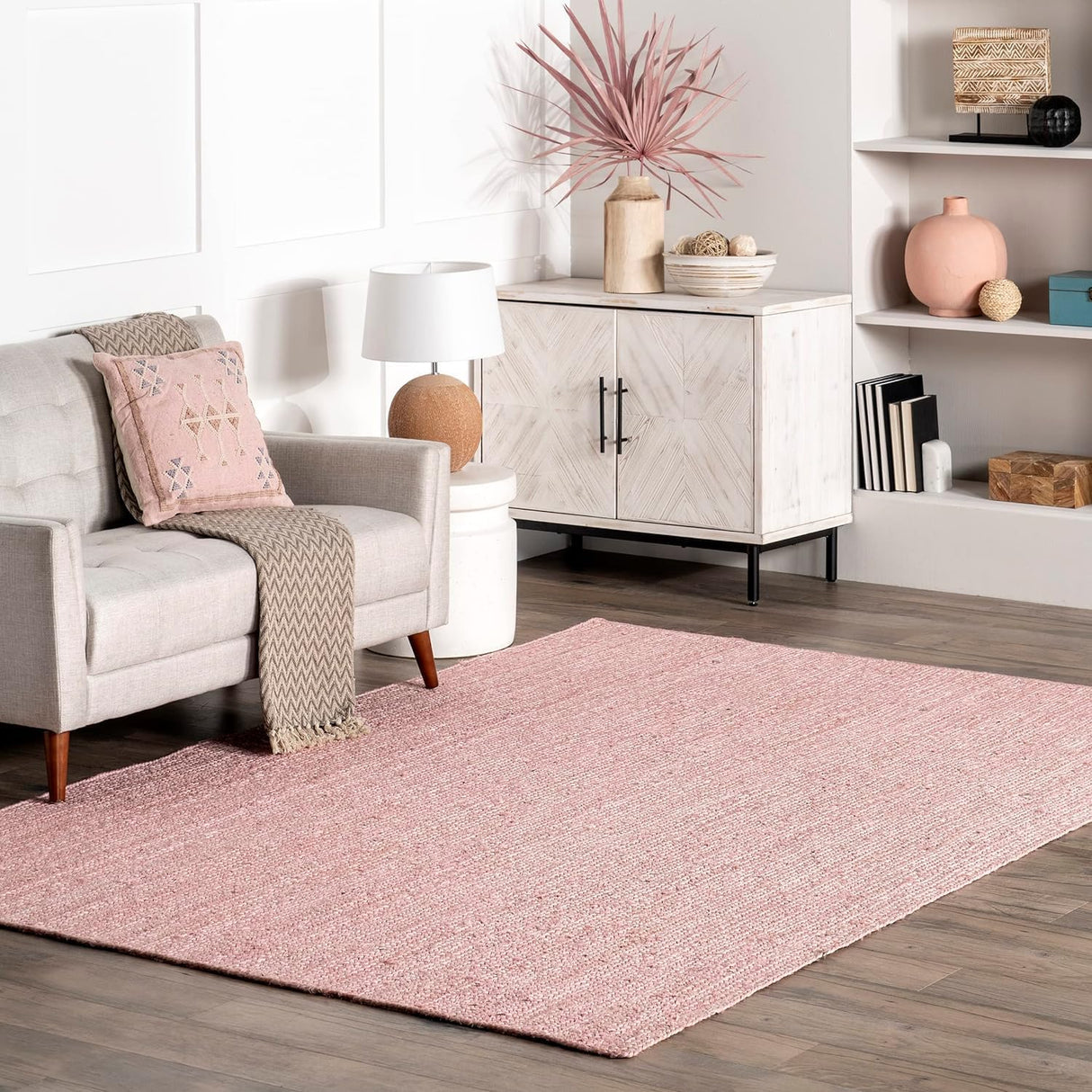 Rigo Hand Woven Pink Colorful Area Rugs