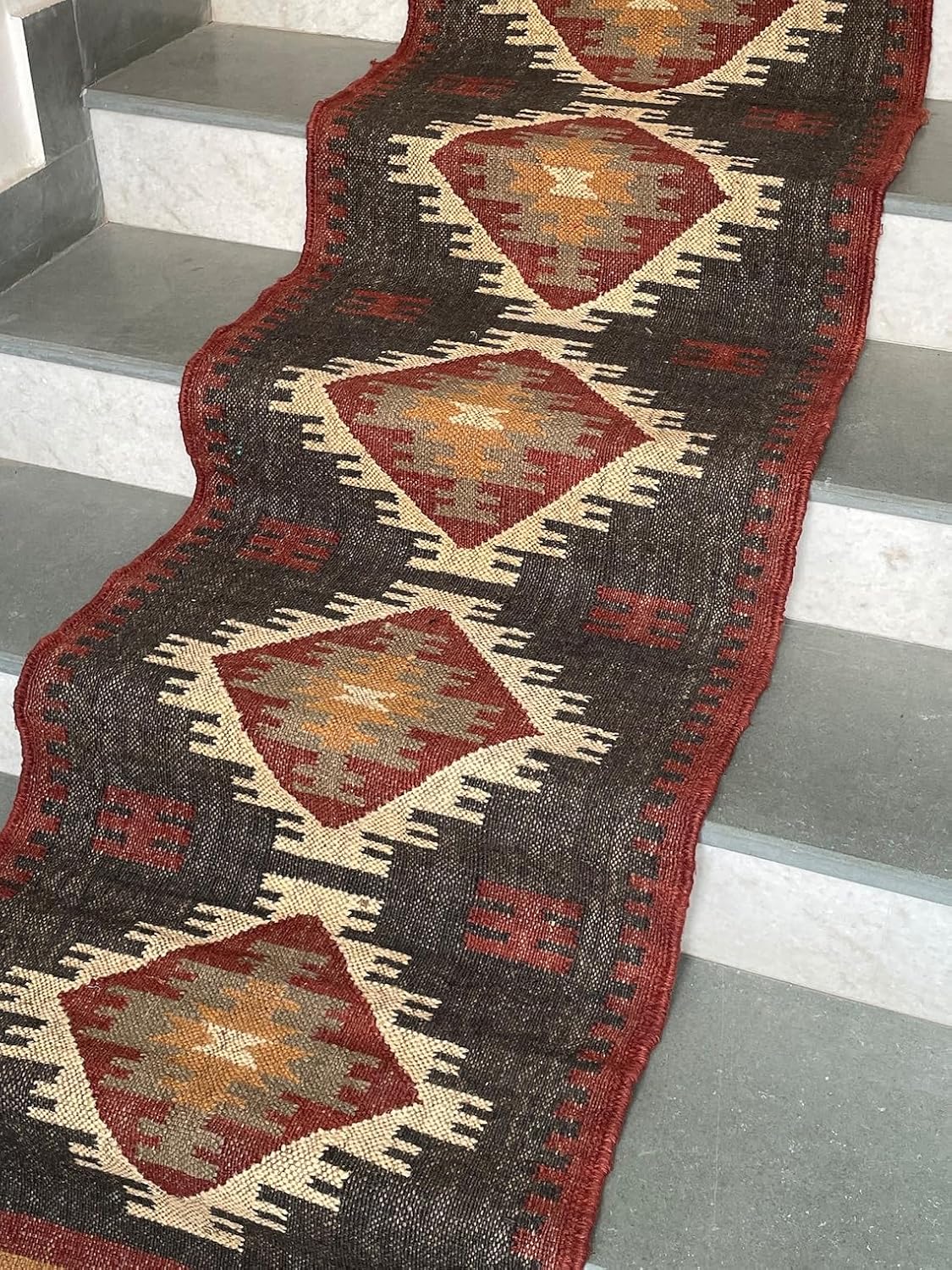 Tapis d'escalier Kilim tissé à la main, tapis d'escalier 