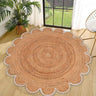Round Jute Carpet Rug with multi Color border  For Home, Living Room