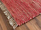 Hemp Dhurrie Rugs, Traditional Red  Footboard entryway Rug Chic Victorian Hipster