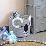 Animal Basket, Large Cotton Rope Basket, Large Storage Basket, Woven Laundry Hamper, Toy Storage