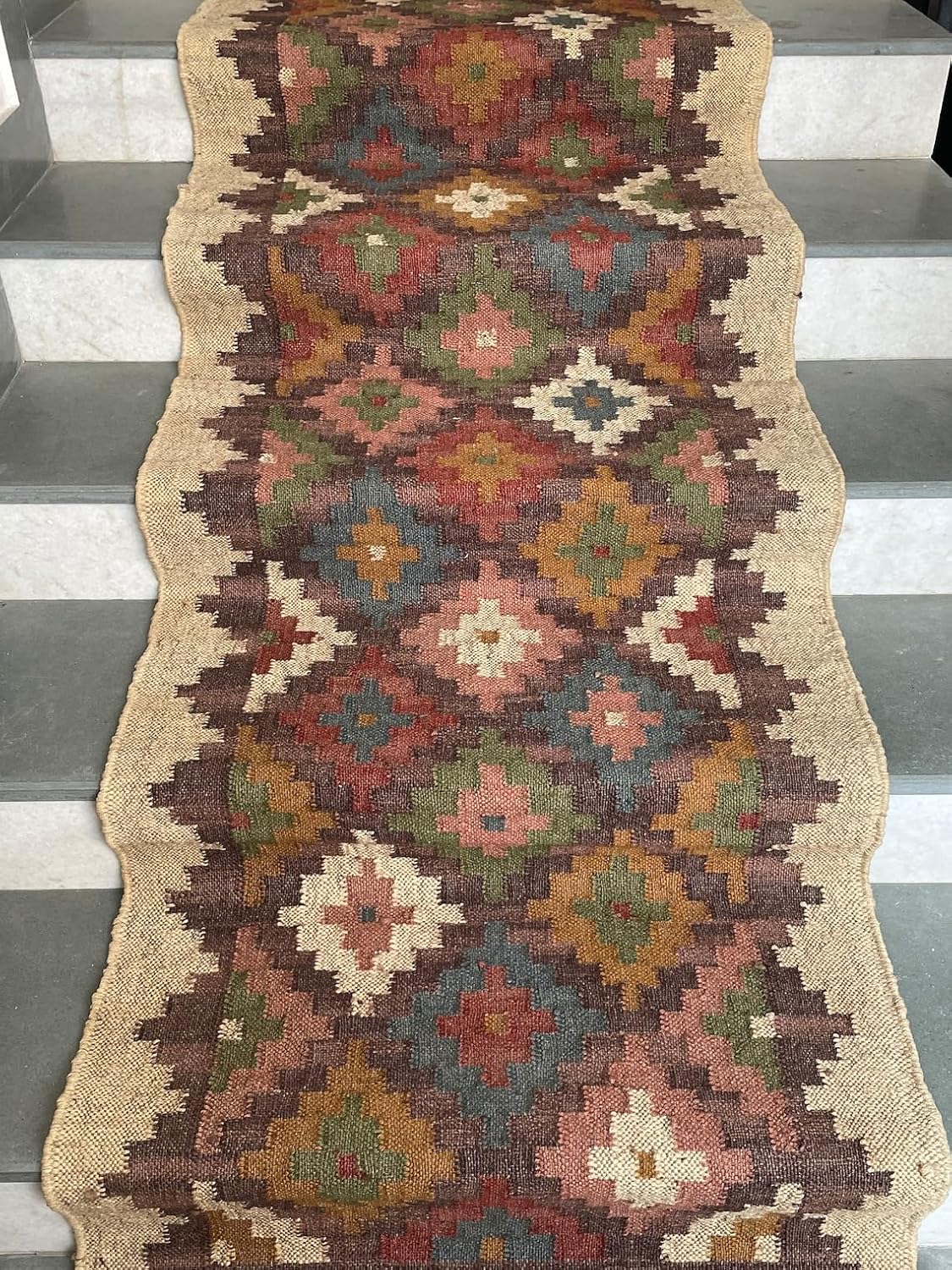 Tapis d'escalier Kilim tissé à la main, tapis d'escalier 