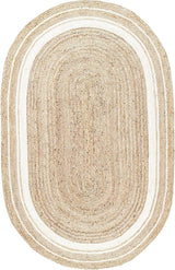 White Braided Border Bohemian  Natural Fiber Rugs