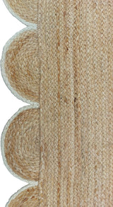 Hand Weaving Village  Decorative scalloped jute rug