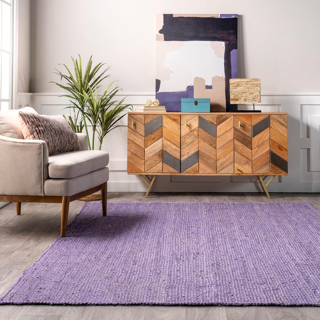 Rigo Hand Woven Purple  Area Rugs For Living Room