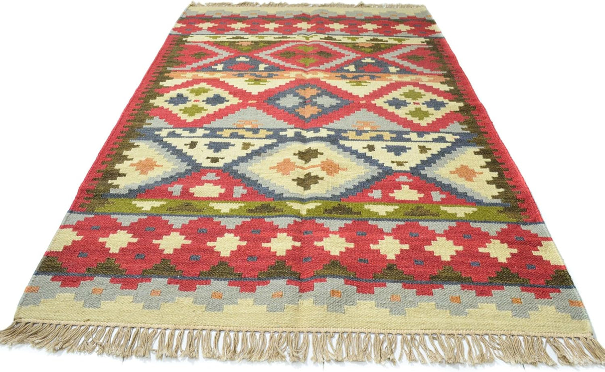 Turkish Kilim Rugs, Multi Color Cotton and Wool Handwoven Rug