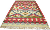 Turkish Kilim Rugs, Multi Color Cotton and Wool Handwoven Rug