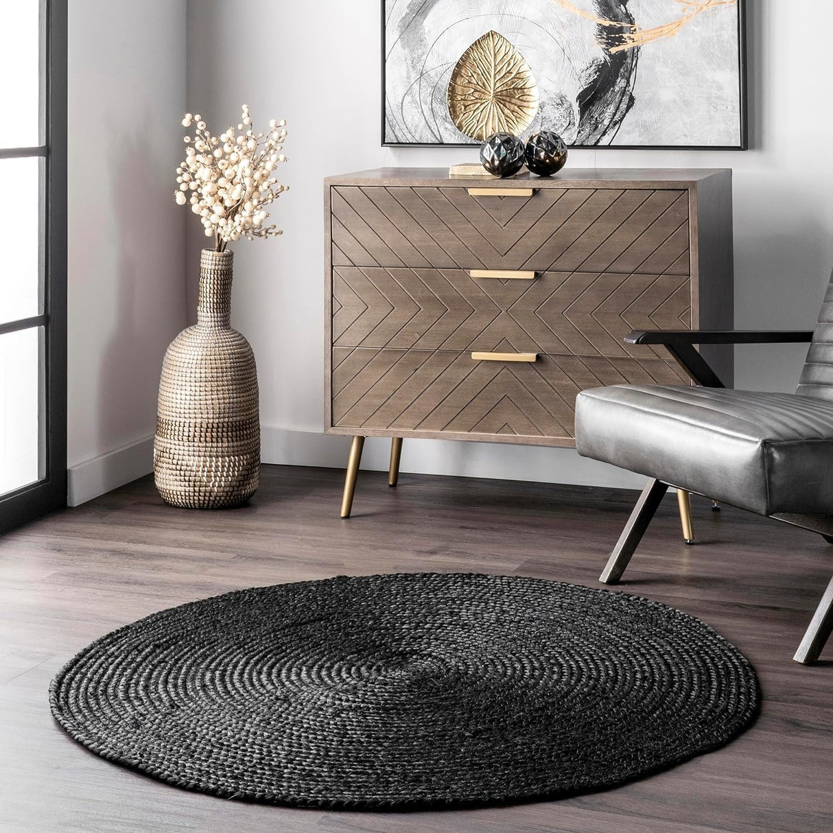 Rigo Hand Woven Natural Black Handmade Jute Rugs