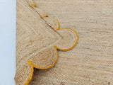Hand Weaving Village  Decorative scalloped jute rug