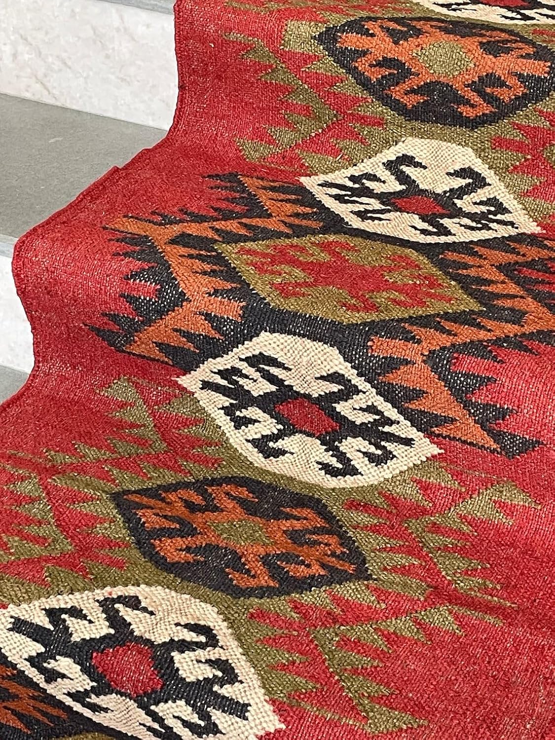 Hand Woven Natural Kilim Stair Runner Rug, Indoor-Outdoor Stair Runners