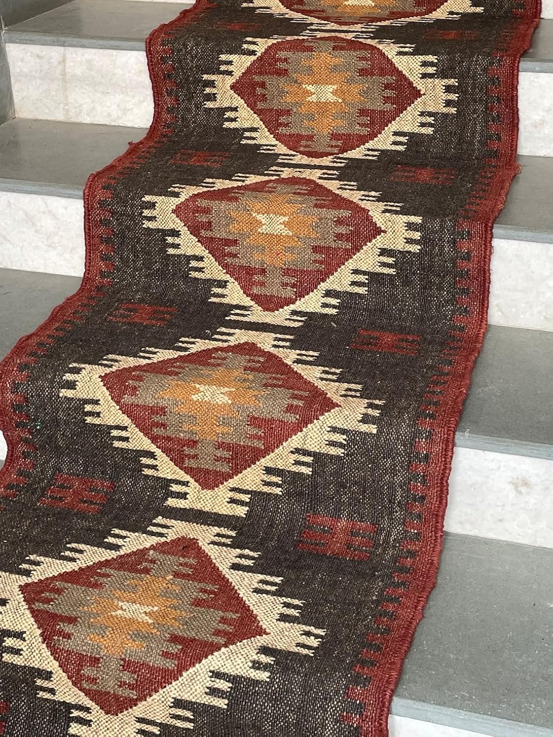 Tapis d'escalier Kilim tissé à la main, tapis d'escalier 