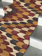 Printed Multicolor Hand Woven Kilim Stair Runner Rug, Decorative Stair Runners