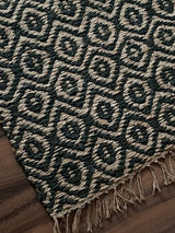 Hemp And Jute Rugs, Traditional Beige-Black Footboard entryway Rug Chic Victorian Hipster