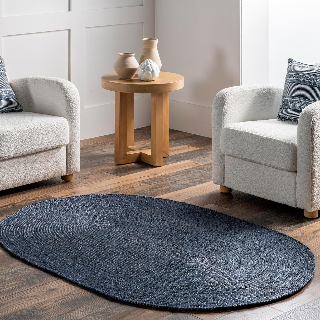 Rigo Hand Woven Navy Blue Handmade Area Rugs