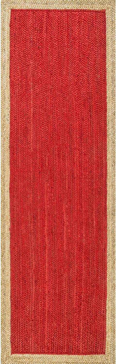 Red with Beige Border Natural Jute Rugs