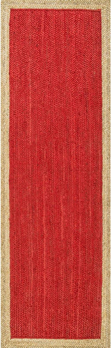 Red with Beige Border Natural Jute Rugs