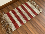 Hemp Area Rugs, Traditional Red-White  Footboard entryway Rug Chic Victorian Hipster