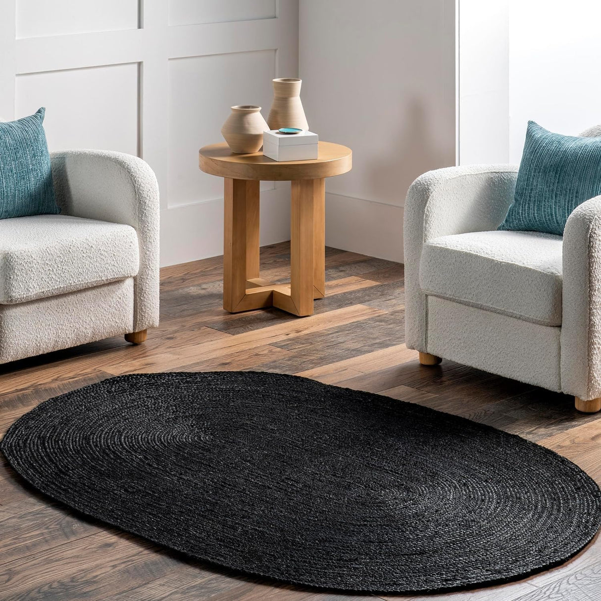 Rigo Hand Woven Natural Black Handmade Jute Rugs