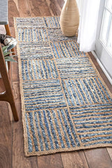 Denim And Natural Jute Rug ,Blue Carpet