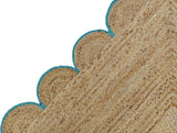 Hand Weaving Village  Decorative scalloped jute rug
