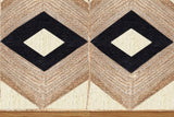 Unique Design Geometric Hand Woven Beige Black  Indian Area Rugs for Living Room, Hall