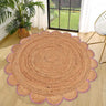 Round Jute Carpet Rug with multi Color border  For Home, Living Room