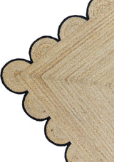 Hand Weaving Village  Decorative scalloped jute rug