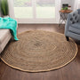 Boho Round Area Rug – Hand Braided Carpet for Living Room Interior Styling