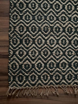 Hemp And Jute Rugs, Traditional Beige-Black Footboard entryway Rug Chic Victorian Hipster