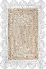 Hand Braided  Indoor Outdoor Soft scalloped jute rug