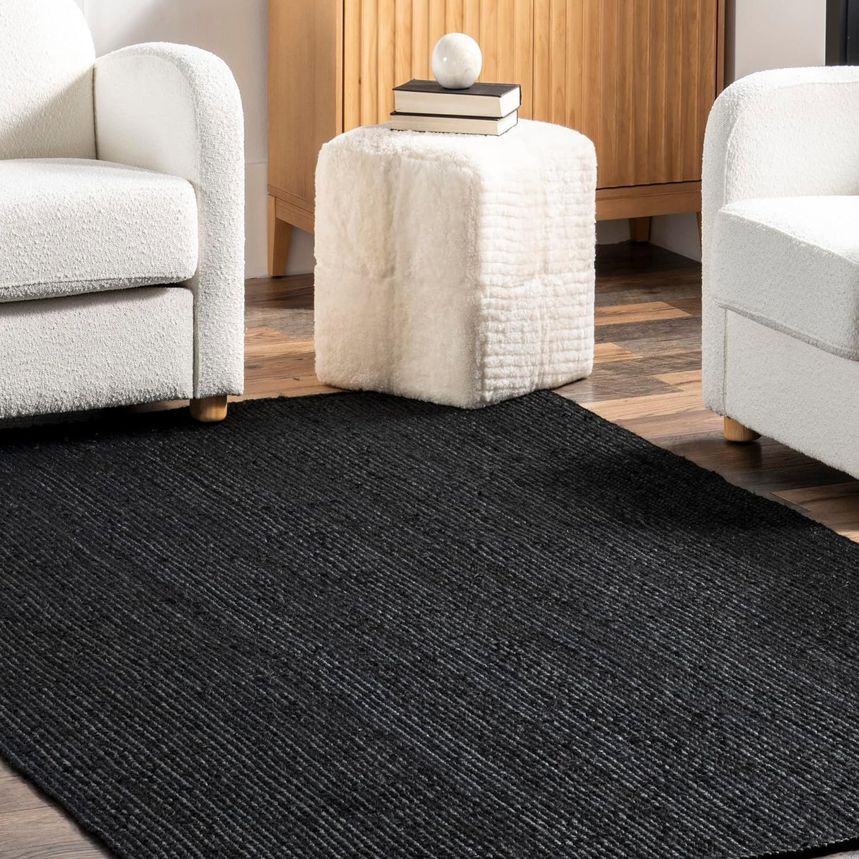Rigo Hand Woven Natural Black Handmade Jute Rugs