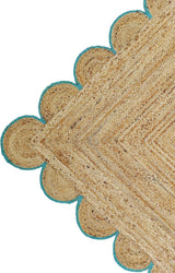 Hand Weaving Village  Decorative scalloped jute rug