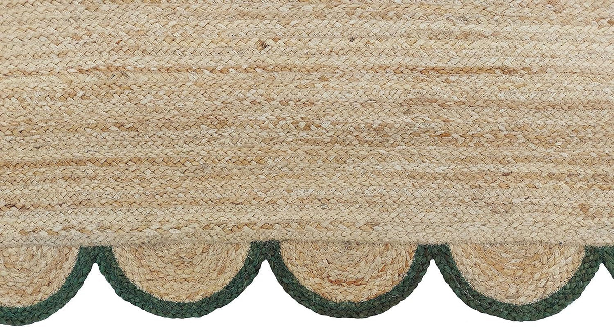 Hand Weaving Village  Decorative scalloped jute rug