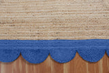 Hand Braided  Indoor Outdoor Soft scalloped jute rug