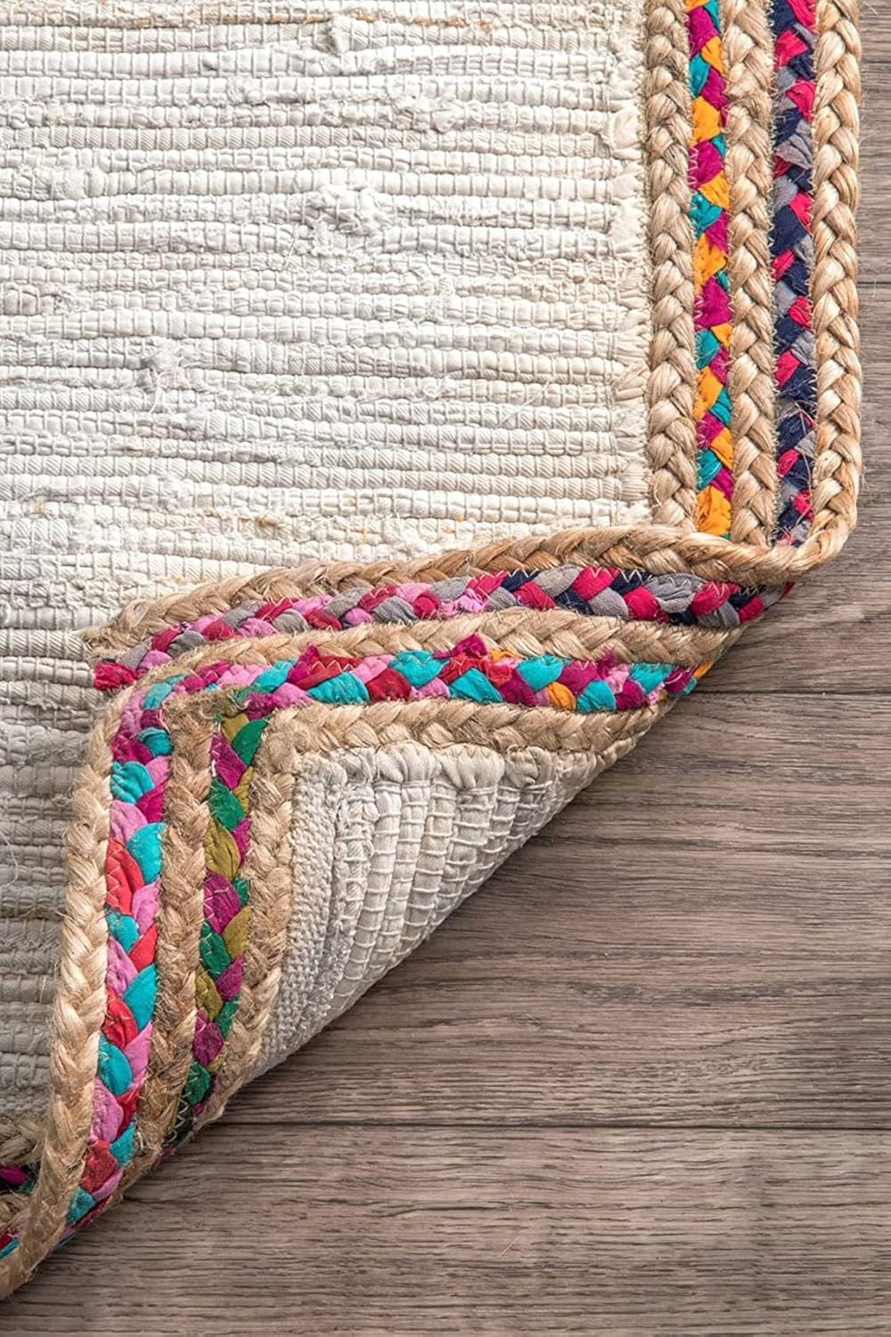Indian Hand Woven Ivory Off White Jute-Cotton Mix Rugs