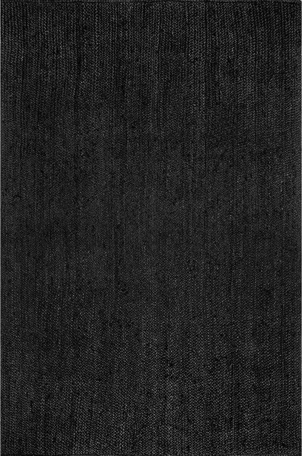 Natural Hand Braided Bohemian Black Jute Area Rugs