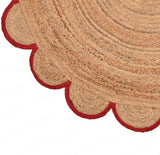 Round Jute Carpet Rug with multi Color border  For Home, Living Room