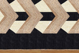 Unique Design Geometric Hand Woven Beige Black  Indian Area Rugs for Living Room, Hall
