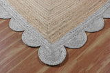 Hand Braided  Indoor Outdoor Soft scalloped jute rug