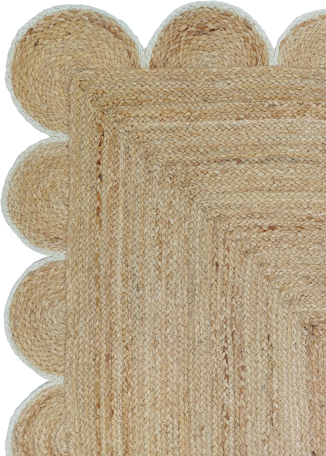 Hand Weaving Village  Decorative scalloped jute rug