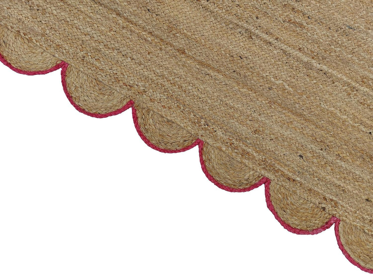 Hand Weaving Village  Decorative scalloped jute rug