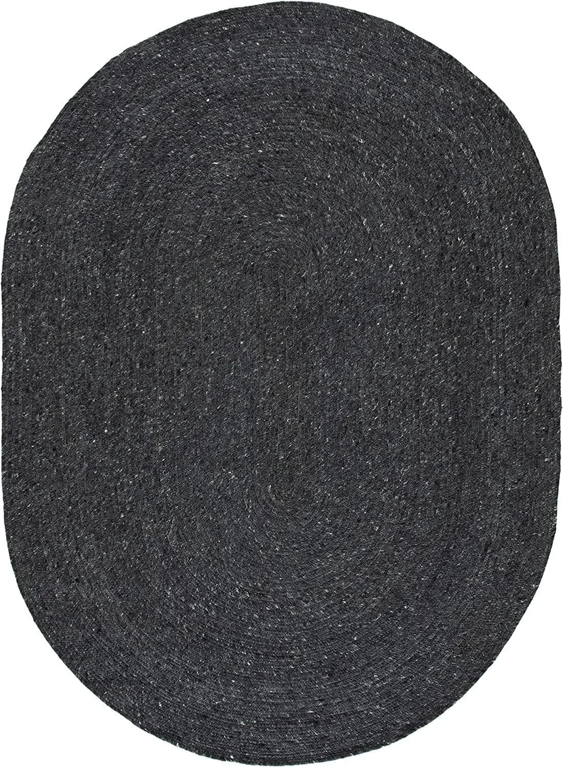 Natural Hand Braided Bohemian Black Jute Area Rugs